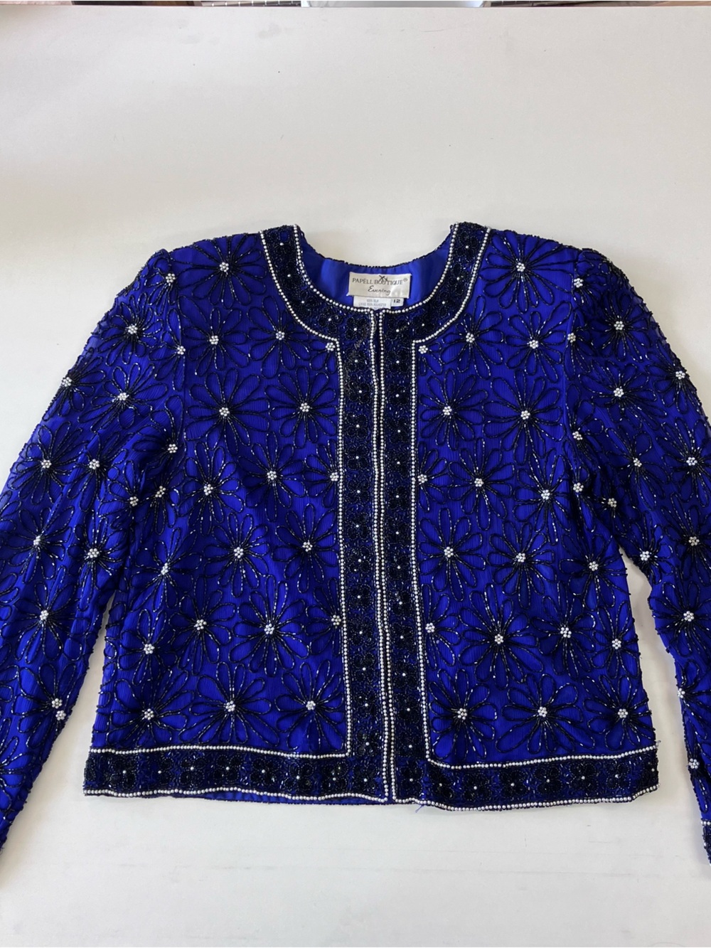 Silk beaded evening blouse size 12